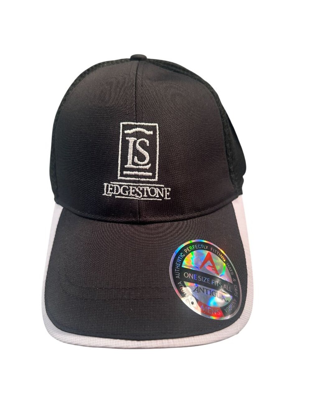 Ledgestone Antigua Logo Golf Cap Performance Fit Mesh Trucker Hat Black One Size